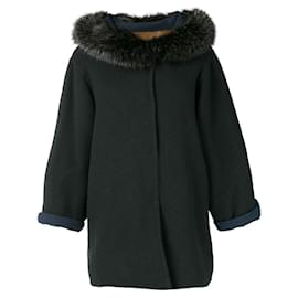 Autre Marque-A.N.G.E.L.O. Vintage Cult Blue Wool and Fox Fur Coat-Blue