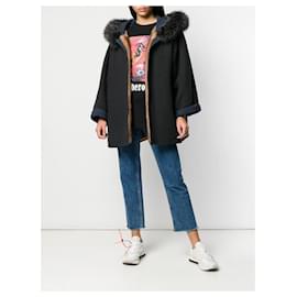 Autre Marque-A.N.G.E.L.O. Vintage Cult Blue Wool and Fox Fur Coat-Blue