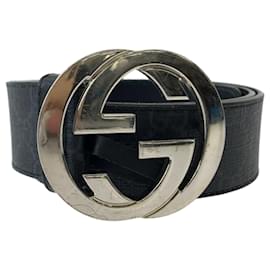 Gucci-Cinto de lona entrelaçada Gucci-Preto