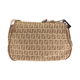 Fendi-Fendi Zucchino Beige Pink Shoulder Bag-Beige