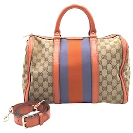 Gucci-Gucci Sherry Line Boston Bag-Brown,Orange,Purple