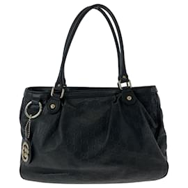 Gucci-Gucci Sukey Black Leather Tote Bag-Black