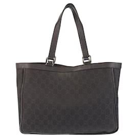 Gucci-Gucci Abbey Brown GG Canvas Leather Tote Bag-Brown