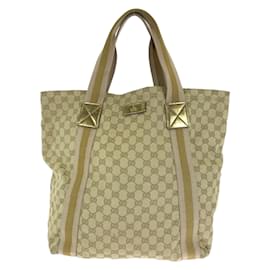 Gucci-Gucci Sherry Line Beige Gold GG Canvas Tote Bag-Golden