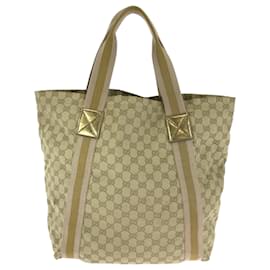 Gucci-Gucci Sherry Line Beige Gold GG Canvas Tote Bag-Golden