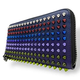 Christian Louboutin-Portefeuille long à zip rond Panettone Christian Louboutin-Noir,Multicolore,Bleu Marine