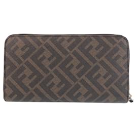 Fendi-Fendi Zucca Leather Long Wallet-Brown,Black