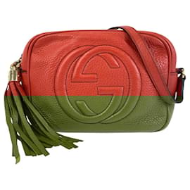 Gucci-Gucci Soho Interlocking Red Leather Shoulder Bag-Red