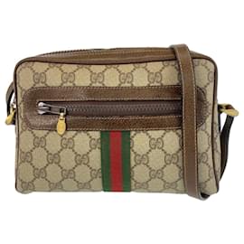 Gucci-Gucci Sherry Line Beige Brown Shoulder Bag-Brown