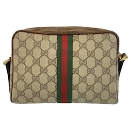 Gucci-Gucci Sherry Line Beige Brown Shoulder Bag-Brown