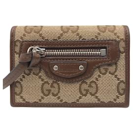 Gucci-Carteira dobrável em três partes Gucci Balenciaga Colaboração-Marrom