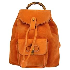 Gucci-Gucci Bamboo Orange Suede Backpack-Orange