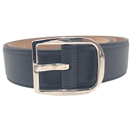 Gucci-Cinto de couro azul marinho e prata GUCCI para homens-Prata,Azul marinho
