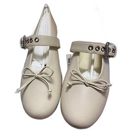 Miu Miu bailarinas de piel de ternera Beige