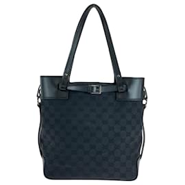 Gucci-Gucci Black GG Canvas and Leather Tote Bag-Black