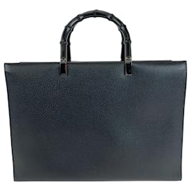 Gucci-Gucci Bamboo Black Leather Tote Bag-Black