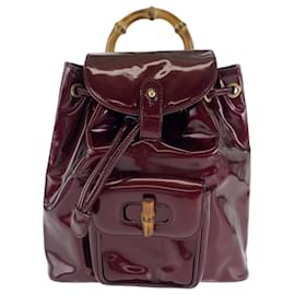 Gucci-Gucci Bamboo Wine Red Brown Backpack-Brown,Dark red