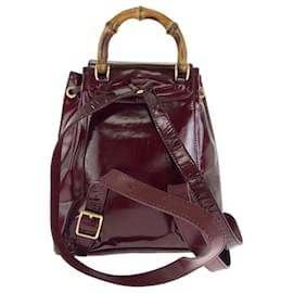 Gucci-Gucci Bamboo Wine Red Brown Backpack-Brown,Dark red