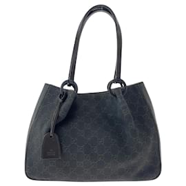 Gucci-Gucci Brown GG Canvas Leather Tote Bag-Beige