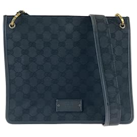 Gucci-Bolsa transversal de couro GG preta da Gucci-Preto