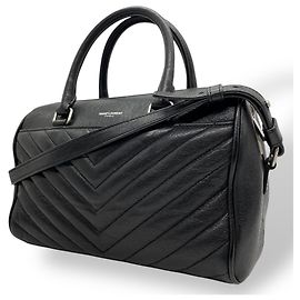 Saint Laurent Baby Duffle V-Stitch Handbag Black