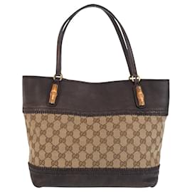Gucci-Gucci Bamboo Beige Brown Tote Bag-Brown