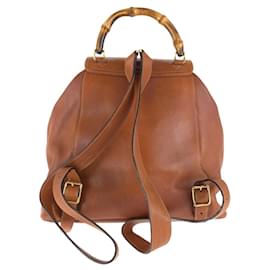 Gucci-Gucci Bamboo Leather Backpack-Light brown,Camel