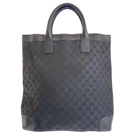 Gucci-Gucci Black GG Canvas Tote Bag-Black