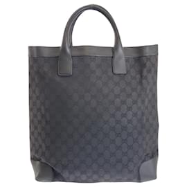 Gucci-Gucci Black GG Canvas Tote Bag-Black