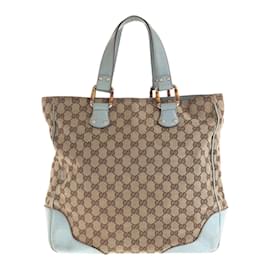 Gucci-Gucci Beige and Light Blue Tote Bag-Beige,Light blue