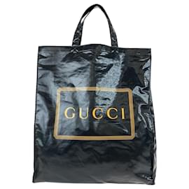 Gucci-Bolsa tote de lona revestida preta e amarela Gucci-Preto,Amarelo