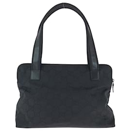 Gucci-Gucci Black Nylon Leather Tote Bag-Black