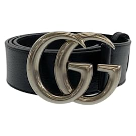 Gucci-Cinto de couro com logo GG Marmont da Gucci-Preto