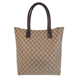 Gucci-Gucci Beige Brown GG Supreme Tote Bag-Brown,Beige
