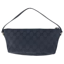 Gucci-Gucci Black GG Canvas Leather Handbag Pouch-Black