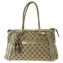 Gucci-Gucci Bella Bamboo Ribbon Tassel Tote Bag-Brown
