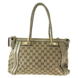 Gucci-Gucci Bella Bamboo Ribbon Tassel Tote Bag-Brown
