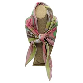 Hermès-Hermes Pink / Green Belt Motif Cashmere and Silk Losange Scarf-Multiple colors