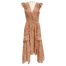 Ulla Johnson-Ulla Johnson Neutral Floral Silk Ciel Dress-Beige