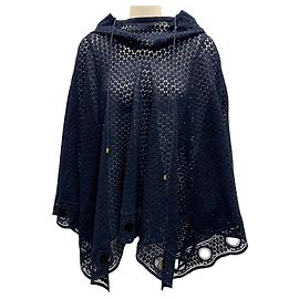 Chloé Poncho con capucha de encaje de ojales azul marino Chloe Azul marino