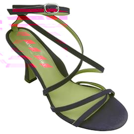 Autre Marque-Marion Parke Pink Lottie Criss Cross Strap Suede Sandals-Pink