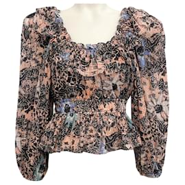 Ulla Johnson-Ulla Johnson Multi Print Asmara Peplum Top-Multiple colors