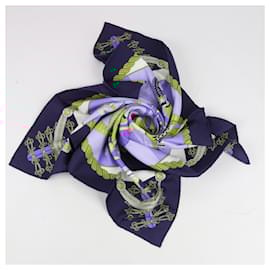 Hermès-Hermes Carré 90 "circus circuses" 100% Silk Scarf in Blue-Blue