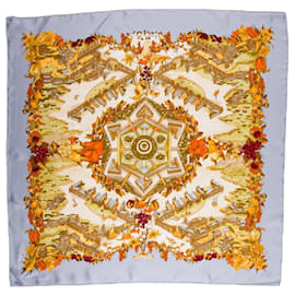 Hermès-Hermes Carré 90 "Au Pays de Cocagne" 100% Silk Scarf in Blue-Blue