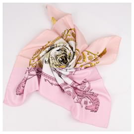 Hermès-Hermes Carré 90 "LA PROMENADE DE LONGCHAMPS" 100% Silk Scarf in Pink-Pink
