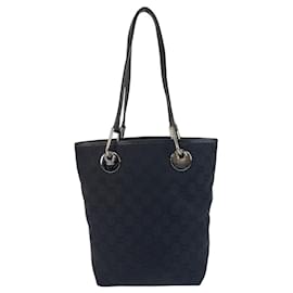 Gucci-Gucci Black GG Canvas and Leather Tote Bag-Black