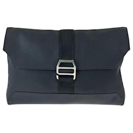 Hermès-Hermes City Slide Black Leather Clutch Bag-Black