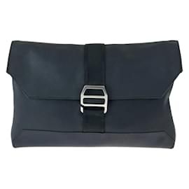 Hermès-Hermes City Slide Black Leather Clutch Bag-Black