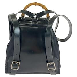 Gucci-Gucci Bamboo Black Leather Backpack-Black