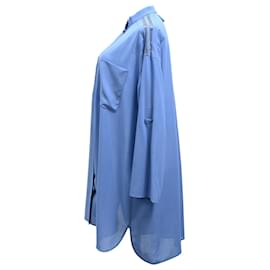 Hermès-Hermès Oversized Midi Shirt Dress in Blue Wool-Blue,Light blue